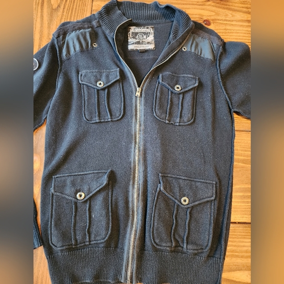 Buckle Black Athletic Fit Military Style Sweater Size Large - Picture 2 of 11